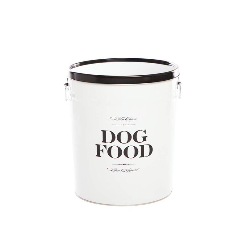 Harry Barker Bon Chien Dog Food Storage Canister â€“ Small 3.5 gallons, Airtight Stainless Steel Pet Food Container, Stylish Kitchen Counter Dog Kibble Storage with Easy-Open Lid - White - Image 1